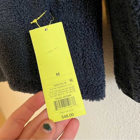 NWT All In Motion Men’s Sherpa Full Zip Hoodie Determined Blue - Picture 6 of 11